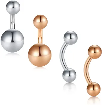 

4-5 PCS Petite Belly Button Rings Surgical Steel Curved Barbells 5mm End Balls for Women Girls Navel Rings Retainer Piercing