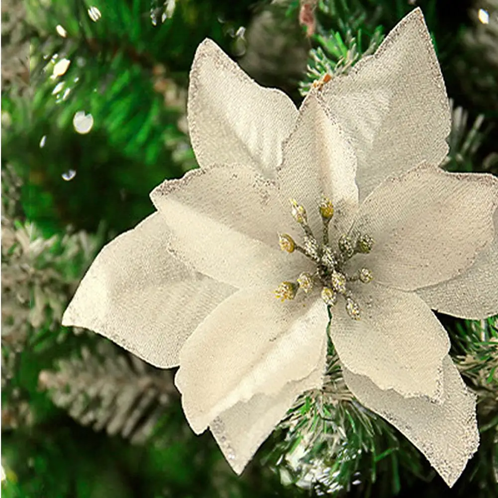 

15CM Golden Edge Simulation Christmas Flower for Wedding Party Garland Decoration Multicolor Plastic Sticky Powder Flower #SO