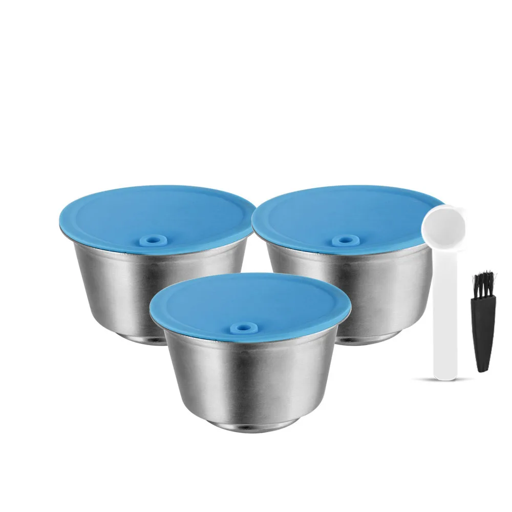Eco-Friendly Refillable Stainless Steel Coffee Capsule Set with Silicone Cover & Spoon Clip