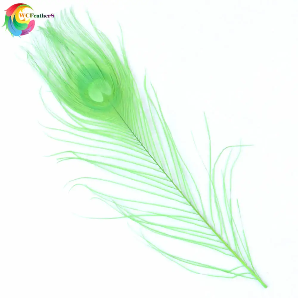 green 10 шт., окрашенный Павлин, перо, натуральное, цветное перо, 25-30 см, украшение для свадьбы, дома, украшение, аксессуары для творчества - Цвет: green