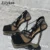 Eilyken Sexy Hollow Out Mesh Women Pumps Lace-Up Sandals Female Square Toe High Heel Summer Fashion Ankle Strap Party Dress Shoe