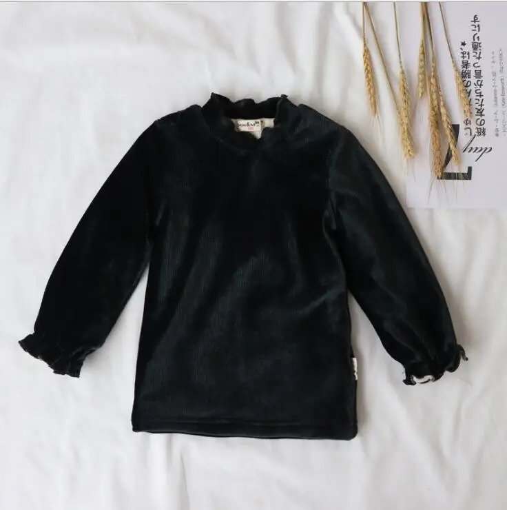 New Girls Boys Velvet T-Shirt Autumn Winter Cotton Fashion Kids Top 3-8t PP19 - Цвет: Черный