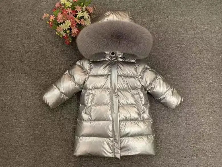 Детская зимняя теплая куртка-пуховик с меховым воротником; зимняя куртка для маленьких девочек; верхняя одежда; парки для девочек; яркое зимнее пальто - Цвет: 25