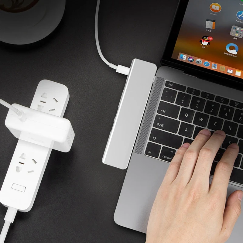 7 в 1 Thunderbolt3 USB-C концентратор 4 к 60 Гц Тип C концентратор USB адаптер Поддержка 87 Вт Зарядка для MacBook Pro/tv