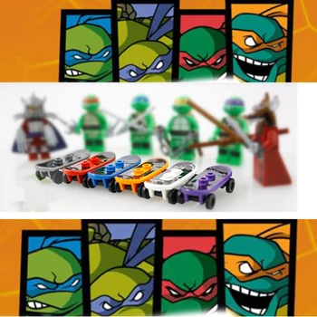 

6pcs Figure Leonardo Raphael Michelangelo Donatello Splinter Turtles Cartoon Character Building Blocks Toys for Children Gift