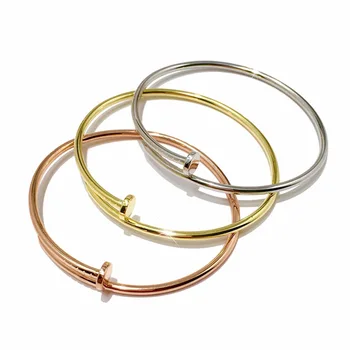 

02 hot selling silver jewelry fashion smooth circle S925 Sterling Silver nail children's bracelet three colors