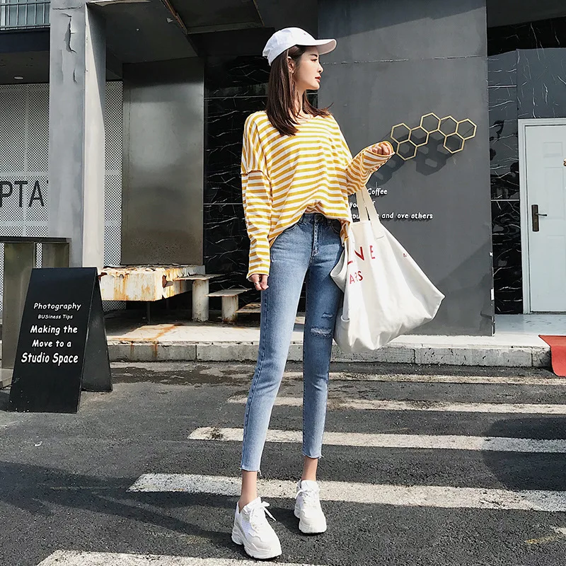 Jeans Women's Spring New Style High-waisted Autumn Clothing Online Celebrity Korean-style Tight Slimming Skinny Pants