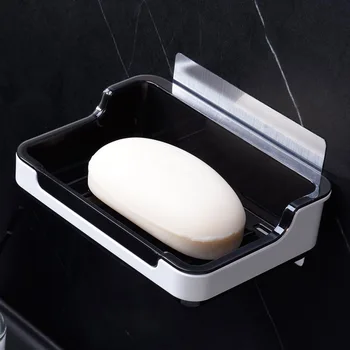 

Wall Hanging Soap Dish Draining Shelf Simple Creative Free Punched Bathroom Toilet Soap Dish Put Shampoo Storage Shelf