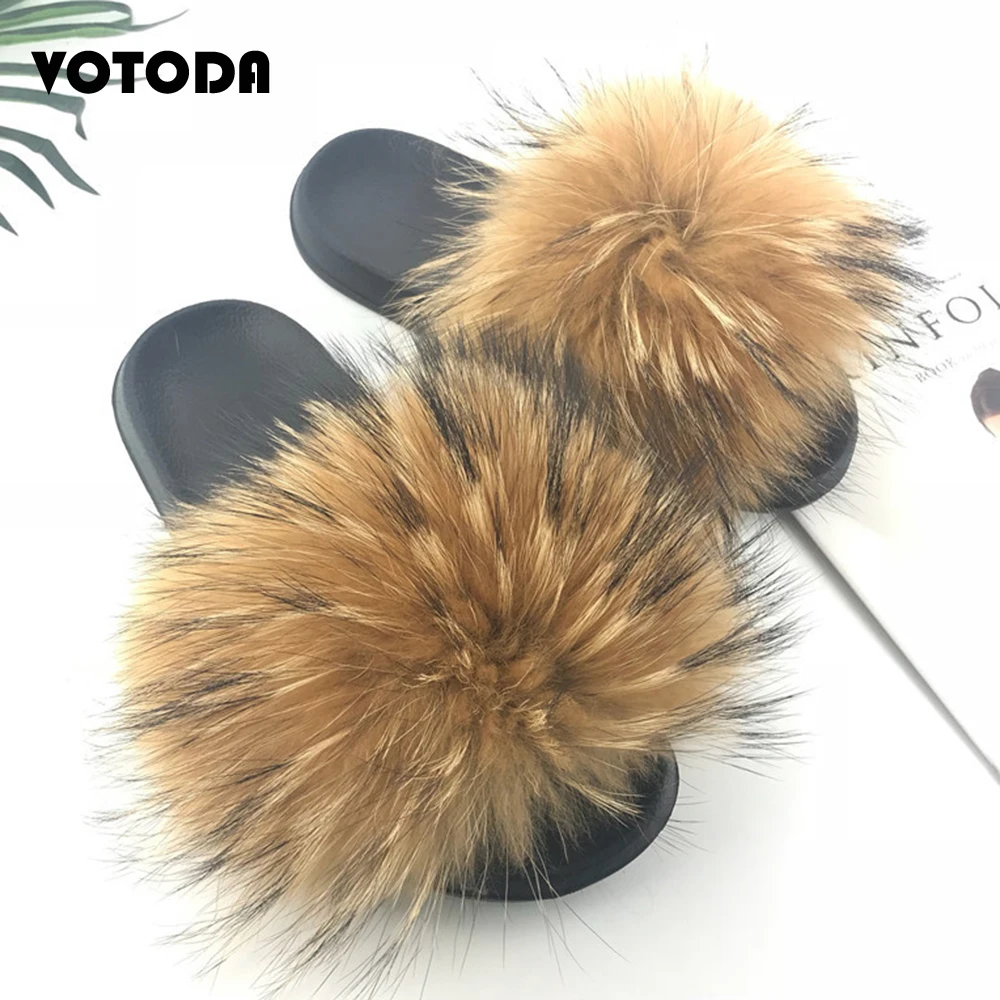 New Fur Slippers Women Fluffy Real Fox Fur Slides Fuzzy Raccoon Hair Flip Flops Comfortable Indoor Sandals Summer Woman Fur Shoe New Fur Slippers Women Fluffy Real Fox Fur Slides Fuzzy Raccoon Hair Flip Flops Comfortable Indoor Sandals Summer Woman Fur Shoe