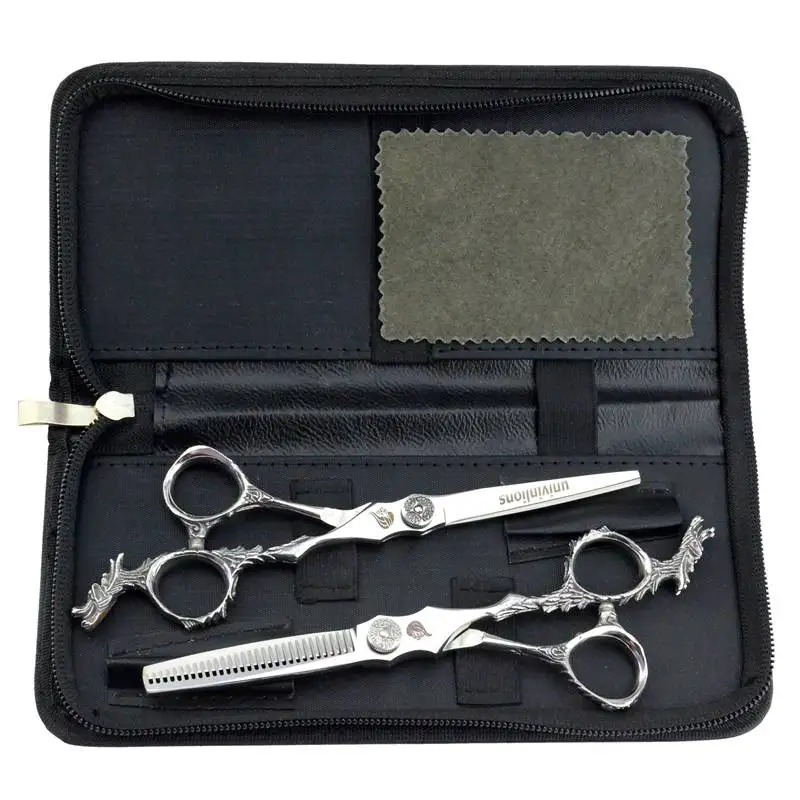 Tesoura de Cabeleireiro Tesoura de Cabelo Salão de Beleza Dragão Design Japão Desbaste Tesouras Barbeiro Profissional 6 440c 2 6
