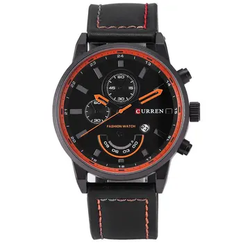 

Unique Men Women Metal Case Wrist Watch Calendar Leather Strap Round Dial Casual Quartz Watches Best Gift