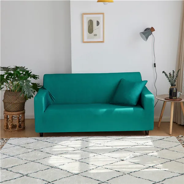 Solid Color Elastic Sofa Slipcovers Stretch Sofa Covers For Living Room Furniture Protector Armchair Couch Cover 1/2/3/4 Seater - Цвет: Green