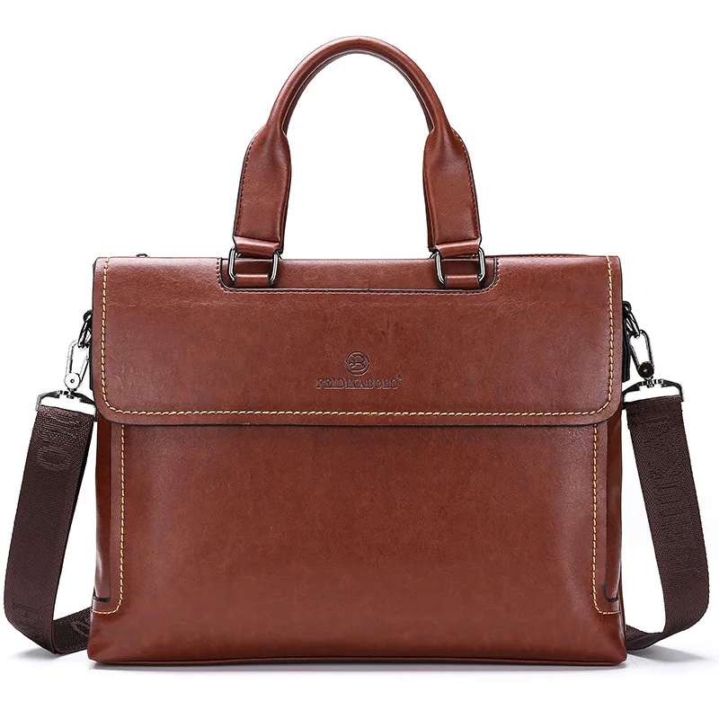 

Fee Dika Polo MEN'S Handbag Horizontal And Vertical Two-Business Briefcase Shoulder Oblique Hand Men Leather Bag