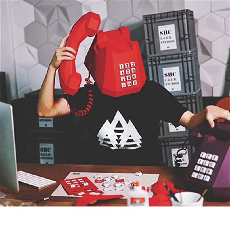 

Paper Telephone Mask Model Toys Handmade DIY creative Halloween Party show props tide decorate Gift For Children