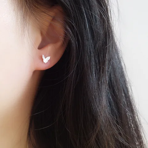 Fashion Cute Rhinestone Gold Color Butterfly Stud Earrings For Women No Piercing Fake Cartilage Earring Gifts