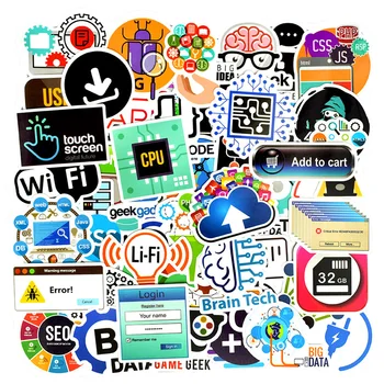 

50 PCS Internet Sticker Programming Language Html Cloud APP Stickers Gifts for Geek Hacker to DIY Laptop Car PS4 Phone Luggage