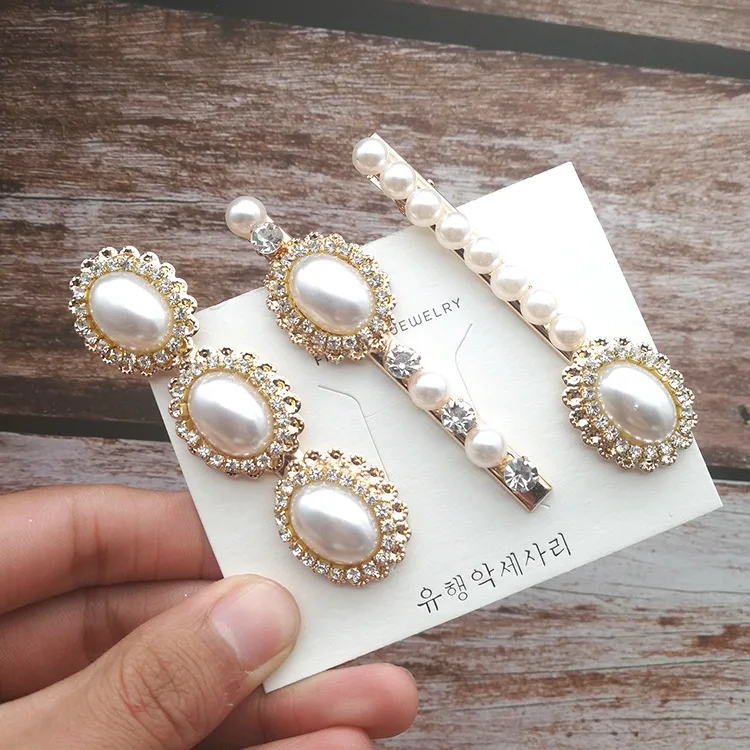 

Hot Fashion Retro Pearl Hair Clips Vintage Crystal Metal Hair Accessories Chic Barrette Charming Hairpins