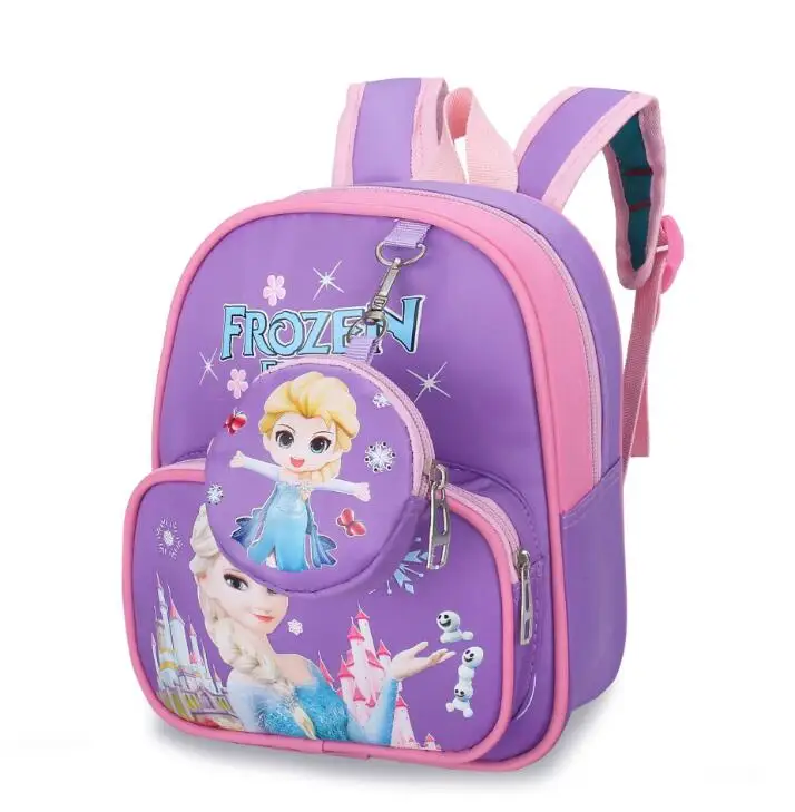 Disney-Mochila con dibujos animados de Elsa para niños y niñas, morral Infantil para jardín de infantes y escuela primaria