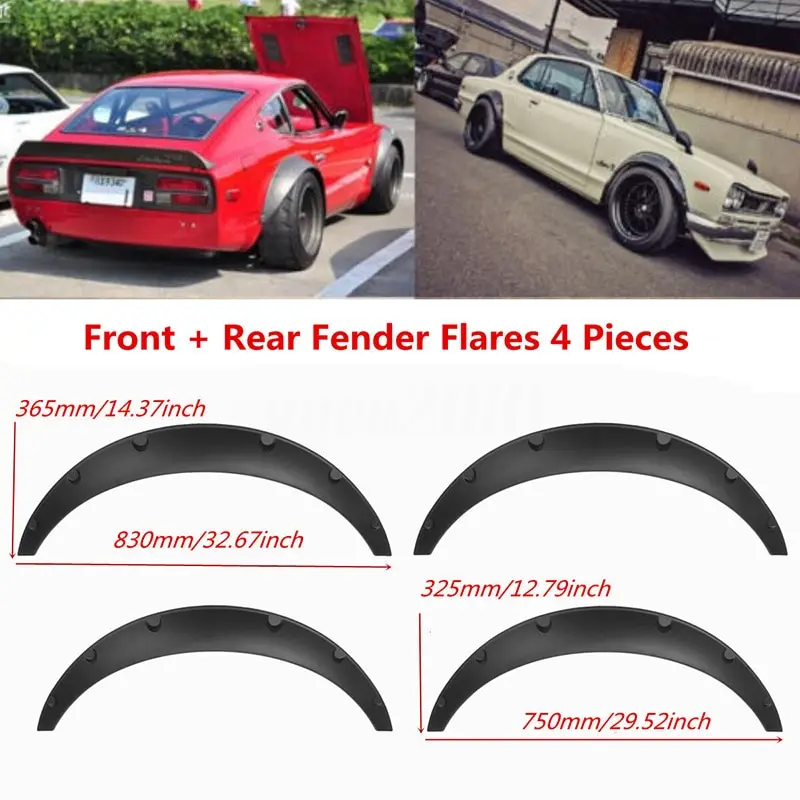 4PCS Universal Car Fender Flares Flexible Yet Durable Polyurethane