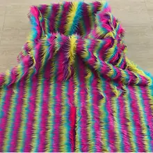 Разноцветная плюшевая ткань в радужную полоску 160 см* 50 см, ткань из искусственного меха для пальто, куклы, обуви, жилета, подушки для сиденья рулевого колеса автомобиля