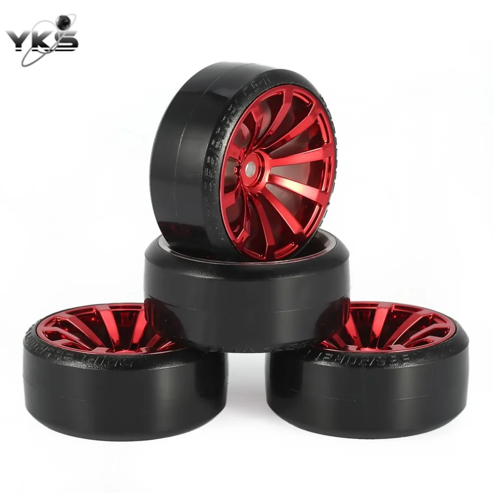

4Pcs 1/10 RC Drift Toy Car Tire Wheel Rim Hard Wheel Tyre for Traxxas HSP Tamiya HPI Kyosho On-road Drifting Car RC Vehicle Part