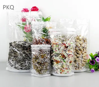 

100Pcs Flower Print Zip Lock Reclosable clearly stand up heat sealing package bags Thicken plastic packaging tea coffee pouches