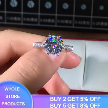 

YANHUI With Certificate 925 Silver Rings For Women Original 8mm Zirconia Gemstone Bridal Wedding Engagement Ring Fine Jewelry