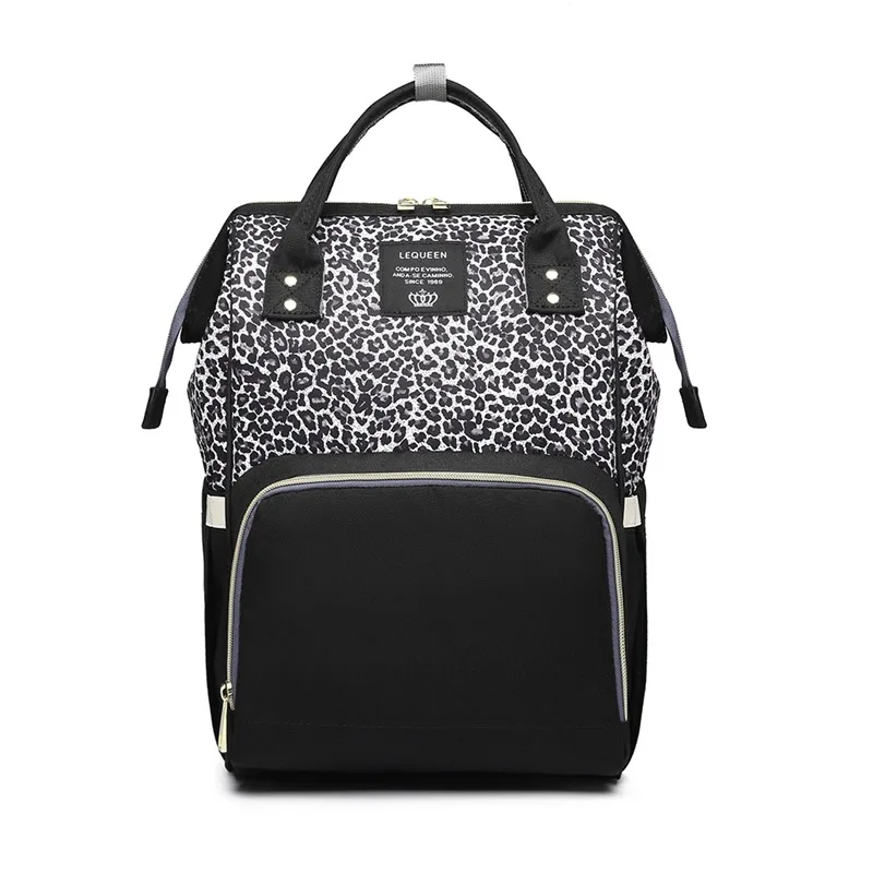Grey Leopard Леопардовая сумка для подгузников, сумка для подгузников для мам, рюкзак для путешествий, для ухода за ребенком, детская коляска, органайзер, сумка для беременных, детские сумки для мам - Цвет: Grey Leopard