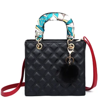 

Small Women Handbag with Ribbon Hair ball Quality Leather Female Shoulder Bag Casual Top-handle Bag Ladies' Crossbody Bag Bolsa