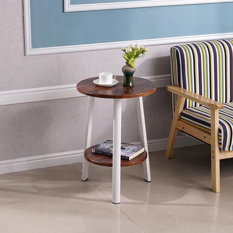 Простой Маленький журнальный столик, Двойной столик, диван-столик, кровать, маленький круглый столик, Балконный столик, маленькая квартира, уголок - Цвет: 60x43cm   4