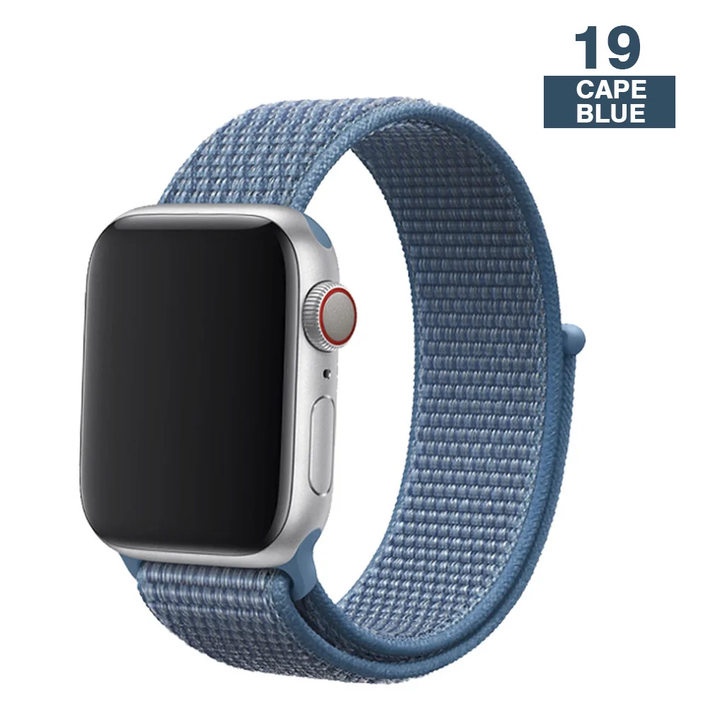 Ремешок для часов Apple серии 4/3/2/1 38 мм 42 мм нейлон дышащий мягкий сменный спортивный ремешок для iwatch, версия series 5 40 мм 44 мм - Цвет ремешка: Cape blue