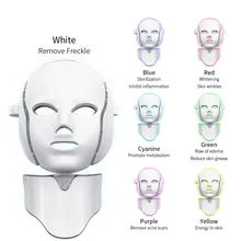 Photon Therapy Skin Care Beauty Mask 7 Colors Led Photon Electric LED Facial Mask with Neck Skin Rejuvenation Anti Wrinkle PDT minimalism design 7 colors led facial mask photon therapy anti acne wrinkle removal skin rejuvenation face skin care tools