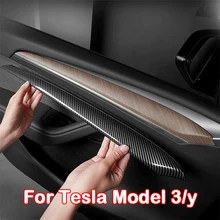 New Model3 2021 Carbon Fibre ABS Decoration Car Accessories For Tesla Model 3 Y Door Trim Dashboard Panel Cover Interior Styling