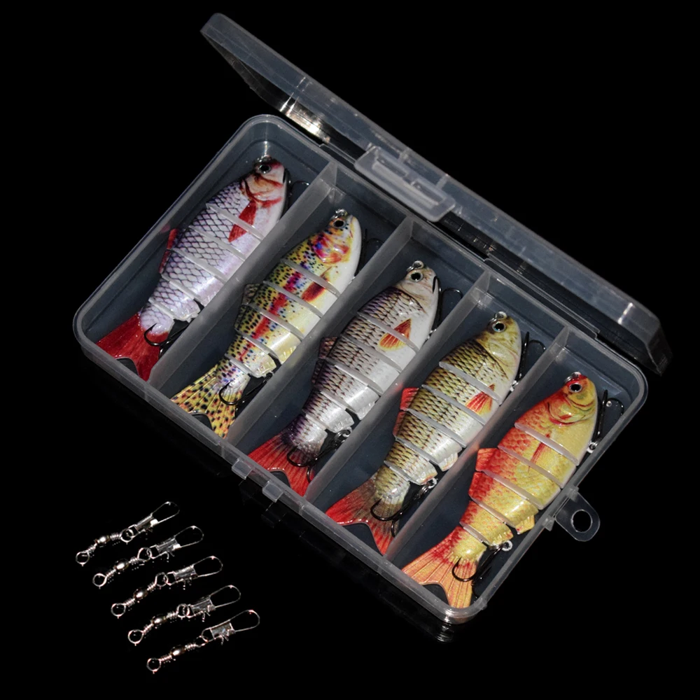 

CCLTBA 5PCS/ SET Plastic Box 100MM 16.5G Multi Swimbait Perfect Swimming Action Fishing Swivel Handmade Fishing Hard Lure