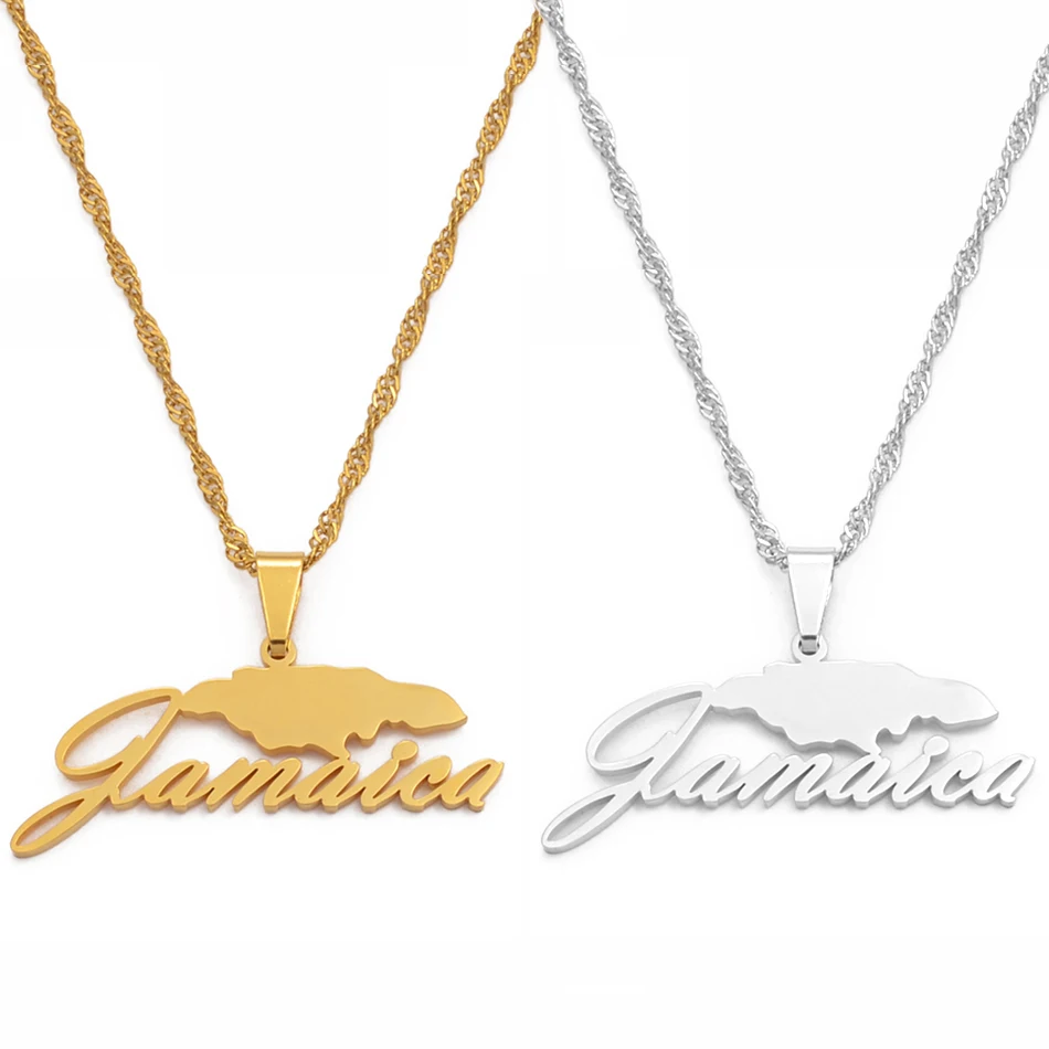 Anniyo Jamaica карта ожерелья с подвесками для женщин девочек серебро/золото Цвет ямайские Ювелирные изделия Подарки#115521