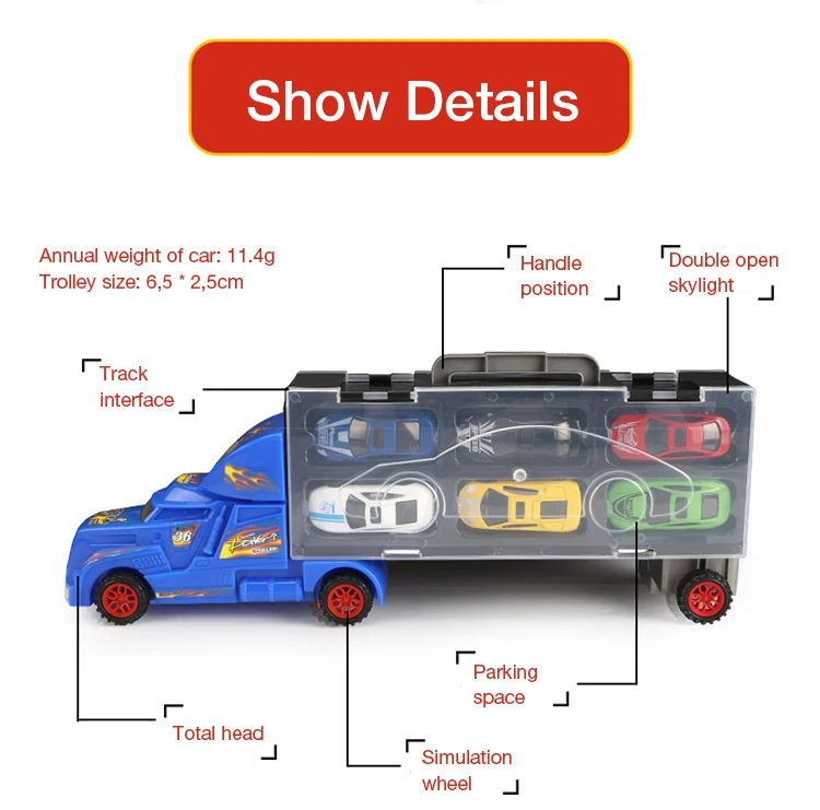 Контейнер грузовик Автомобили Транспорт тележка детские игрушки для детей 6 роскошных автомобилей Портативный подарок на день рождения праздник детская Автомобильная игрушка