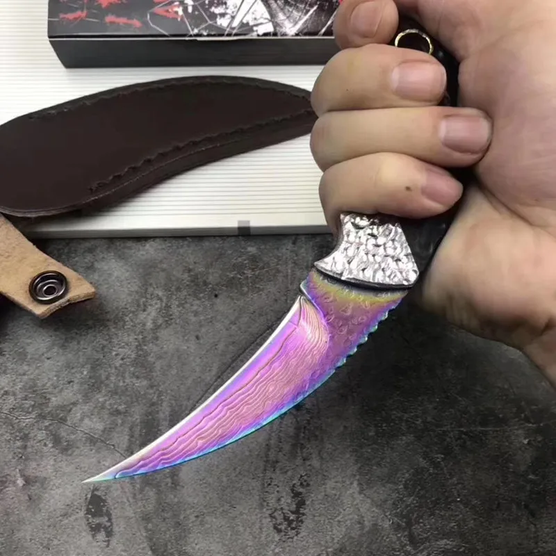 HS инструменты karambit нож дамасская стальная головка плюс ebony тактический EDC инструмент Открытый Отдых выживания разведка карманный нож