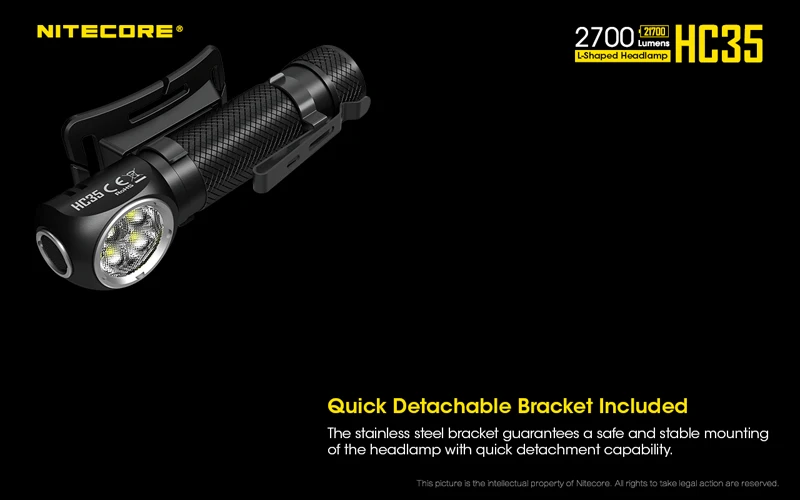 2700 люмен Nitecore HC35 4 x CREE XP-G3 S3 светодиоды следующего поколения 21700 Г-образный налобный фонарь с аккумулятором 4000 мАч