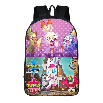 

School Bag for Girl Boy Pokemon Pikachu 3D Print Black Backpack Kids Children Bookbag Students Customize Image Bagpack Daypack