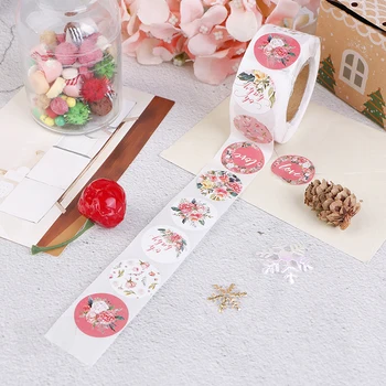 

Fashion New 500Pcs Colourful Flower Stickers Rolls Cute Stickers Labels For Gift Box Party Scrapbooking Envelopes Seal Stickers