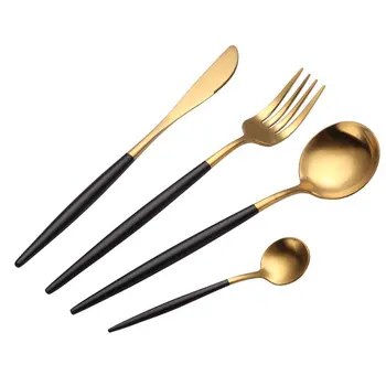 

4pcs Dinnerware Cutlery Set Tableware Set Gold Cutlery Stainless Steel Spoon Fork Spoon Tableware Kitchen Spoon And Fork Set