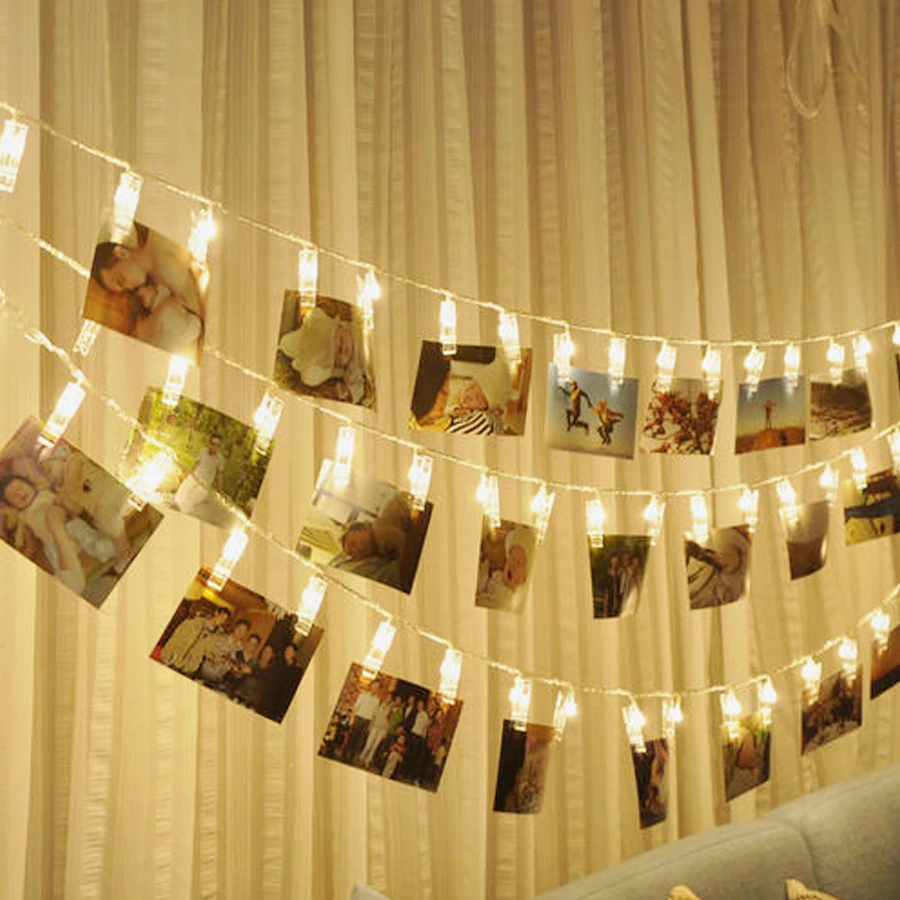 

20/50LED Copper Wire Picture Photo Clip Light String USB Battery Garland Card for Christmas Wedding Party Decorative LED Lights