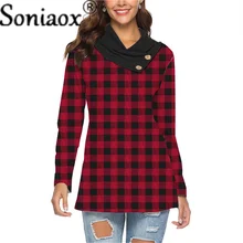 

2022 Womens New Spring Autumn Plaid Printed V-Neck Long Sleeve T-Shirt Tops Ladies Casual Loose Large Size Ladies Street Clothes