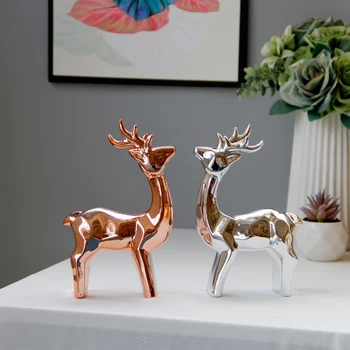 

Ceramic Reindeer Arts Elk Sculpture Figurine Collectible Arts Statue for Home Office Creative Europe Styles
