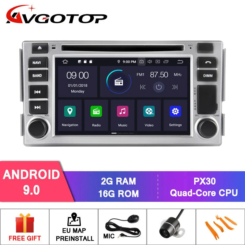 AVGOTOP Android 9,0 4 Гб+ 64 ГБ Автомобильный dvd-плеер для HYUNDAI SANTA FE 2007-2011/ELANTRA 2000-2006 ips HD экран навигация