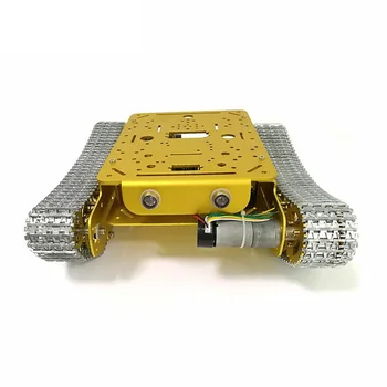 

TS100 DIY Metal Shock Absorption Tracked Robot Smart Car Chassis Kit With 9v Motor (With Encoder) - Golden