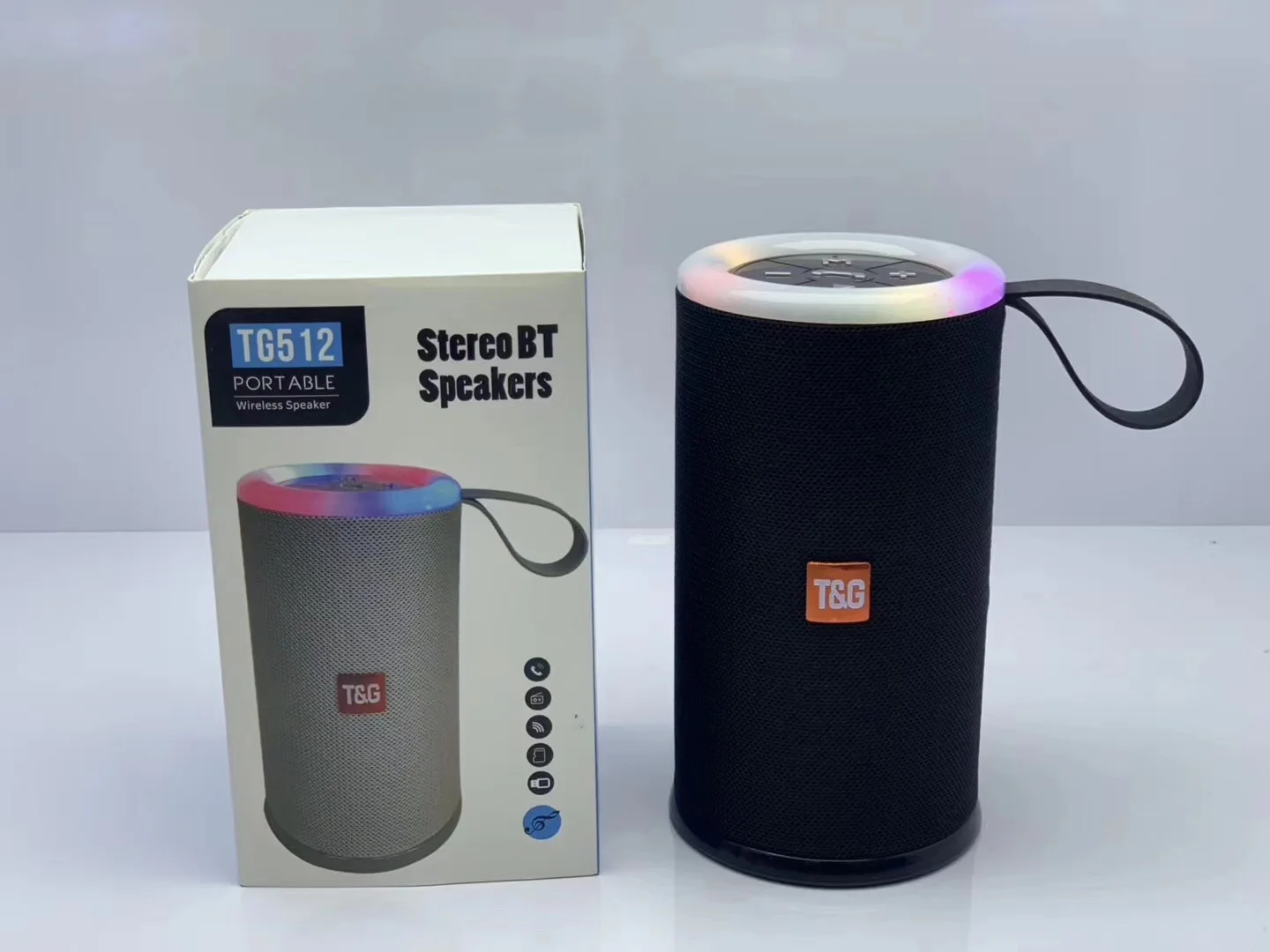 Черный Tg512 ткань Bluetooth динамик открытый водонепроницаемый портативный ручной карты Instert сабвуфер с светодиодный красочный свет небольшой стерео - Цвет: Черный