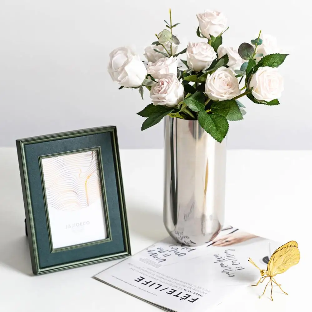 Flower Vase Decorative Centerpiece For Home or Wedding SUS304 Stainless Steel, 9" Tall (Silver) 2