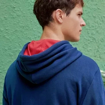 Xiaomi Fashion print Men's super soft velvet Contrast color Hooded sweater Soft and thick Autumn An