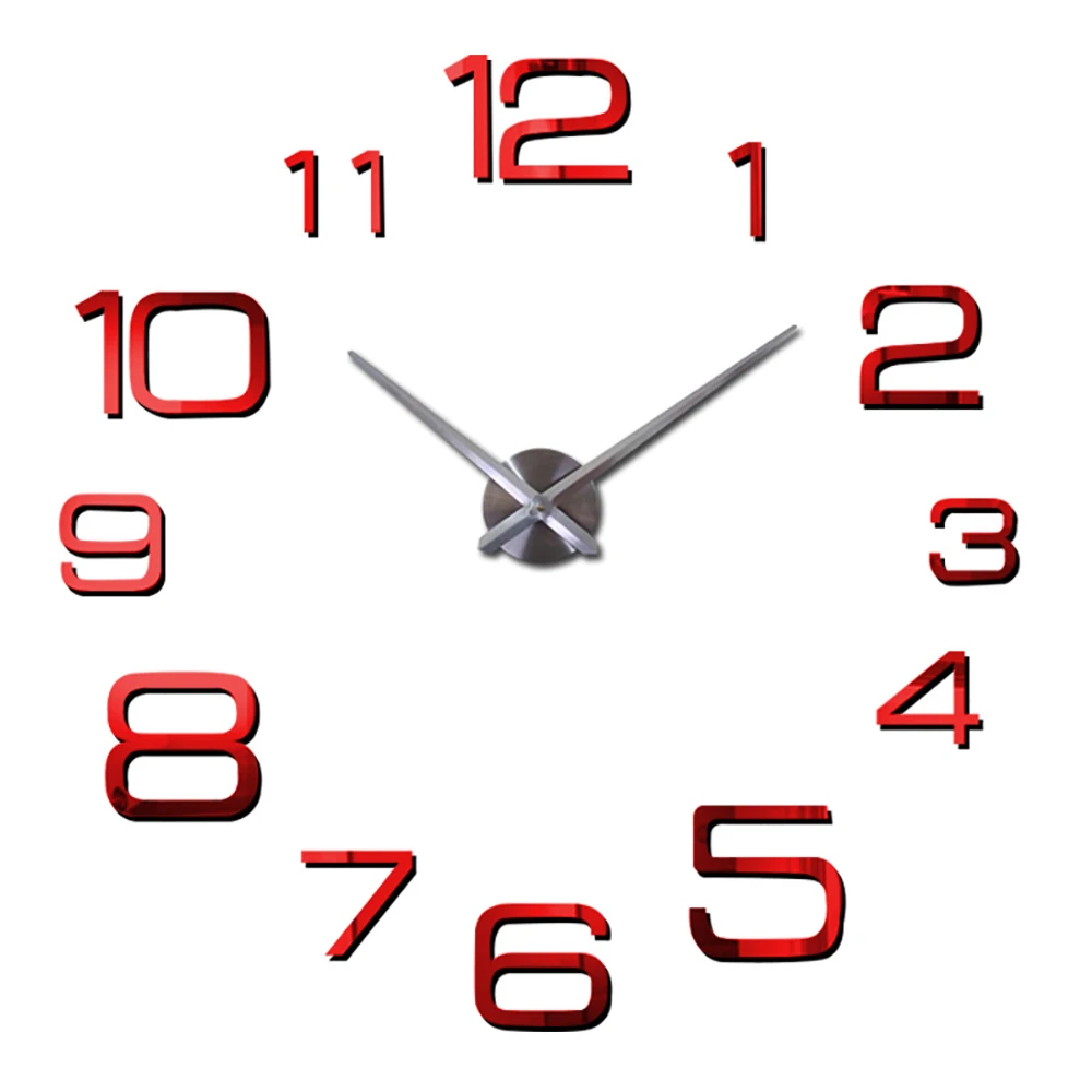 Настенные часы кварцевые часы Современный дизайн большие декоративные часы акриловые наклейки для гостиной Klok - Цвет: Красный